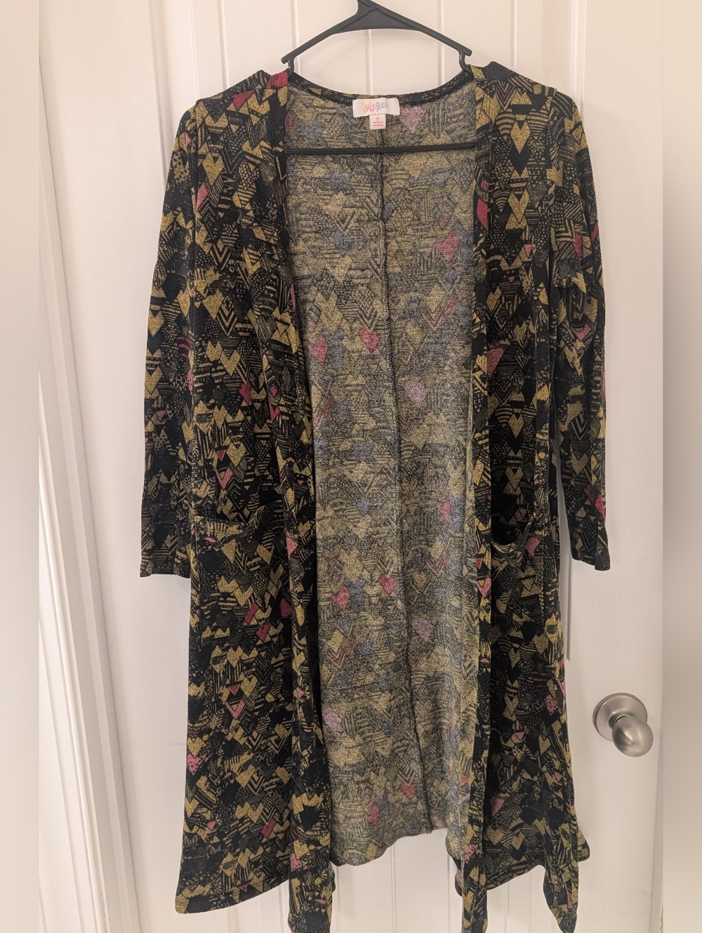 LuLaRoe Sarah Cardigan - Geometric Pattern - Size Small 🪙 🖤 🩷